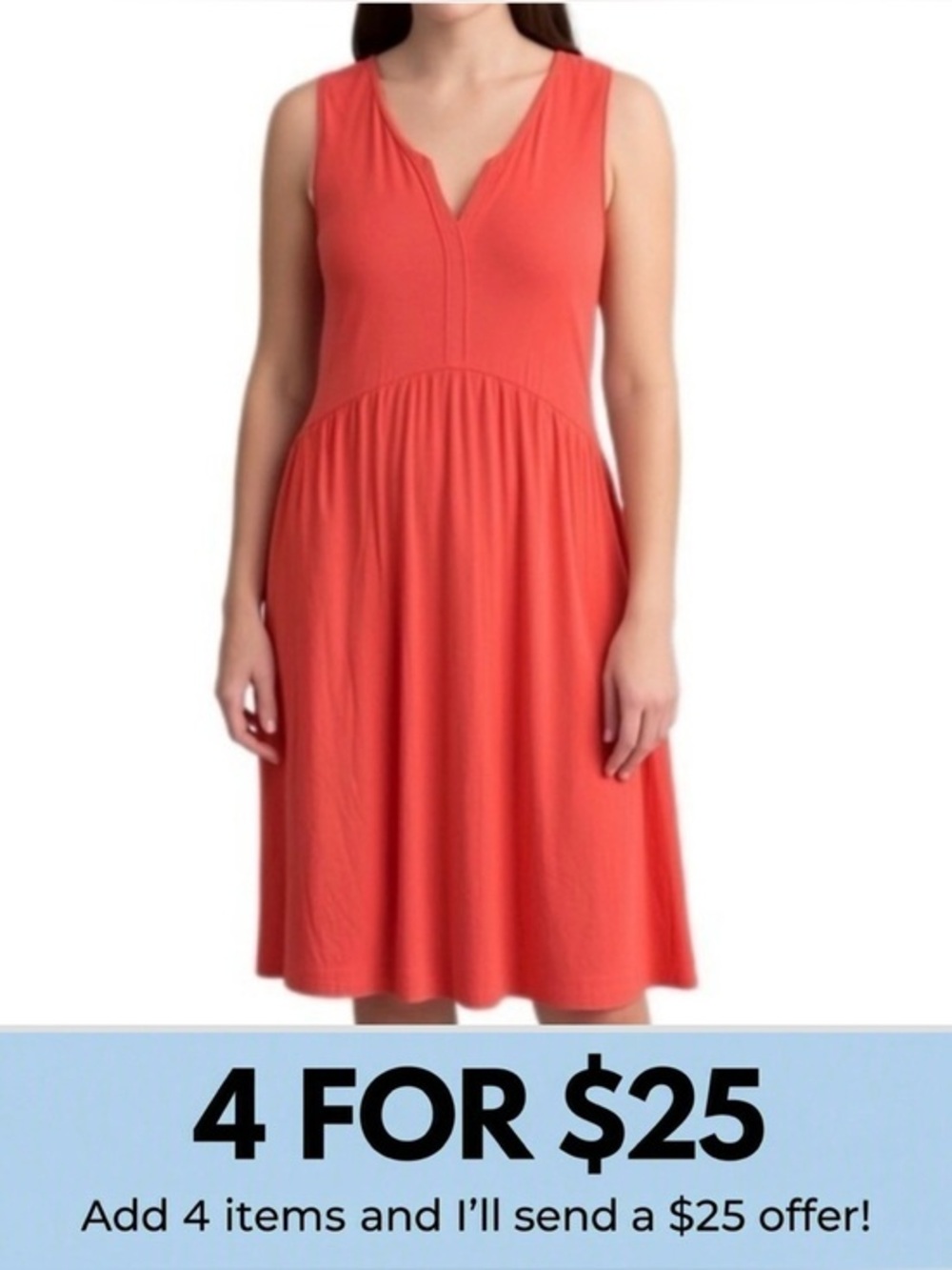 Tristan Coral V-Neck Sleeveless Dress Size Medium
